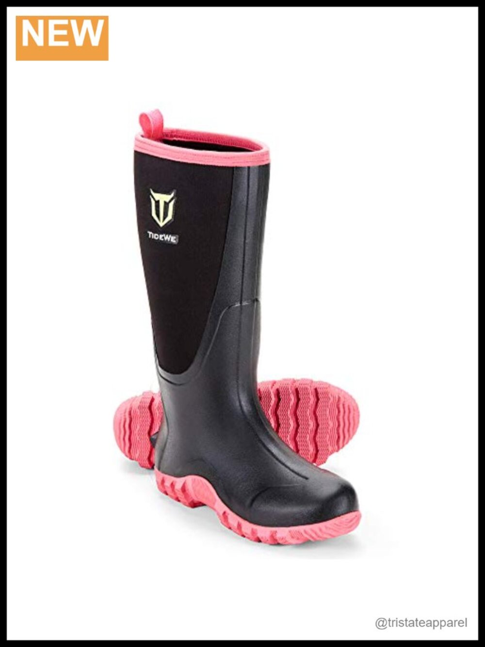 Waterproof Mid-Calf Rain Boots, Steel Shank, Neoprene & Rubber, Non-Slip,